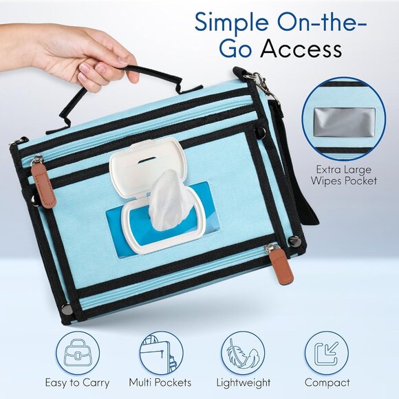 KITZEE Portable Changing Pad with Large Storage for Baby - Light Blue - Picture 7 of 11